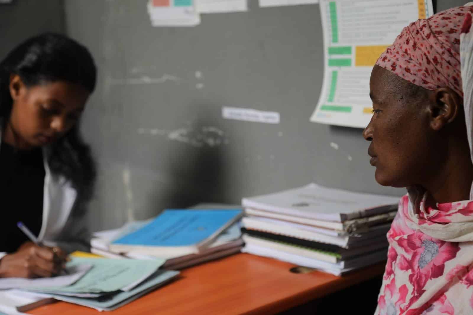 Genet Yilma, a mother at Ejere Health Center, received postpartum family planning counseling at a child wellness and immunization visit.