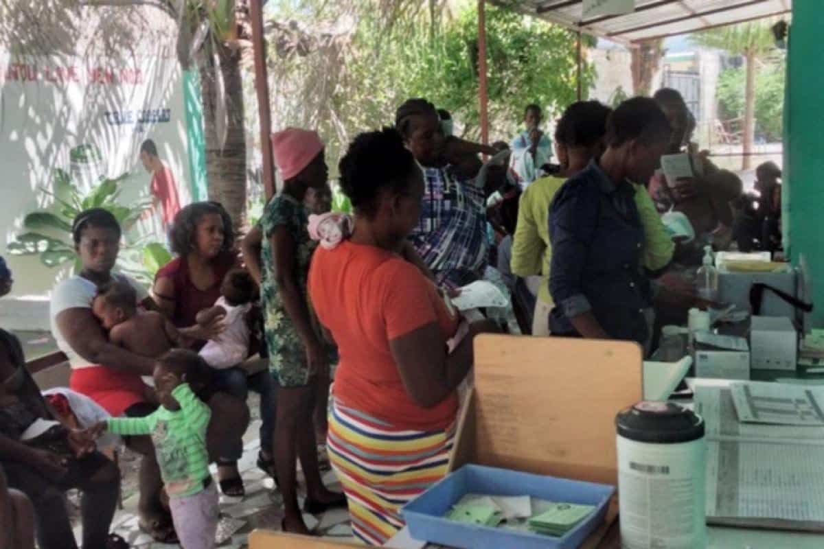 People attending vaccination sessions in Port-au-Prince.