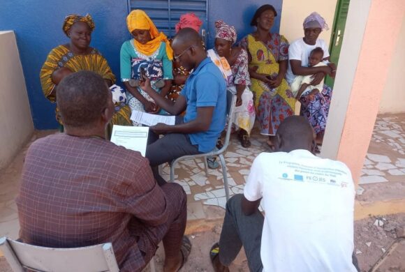 A focus group meets in Mali led by a facilitator seated in the middle.